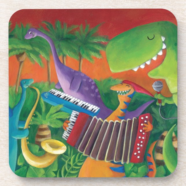 Flippiges Dinosaurier-Band Untersetzer (Vorderseite)