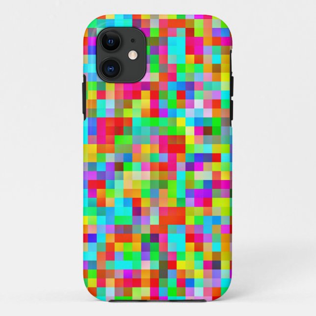 Flippiges helles buntes Pixel-Mosaik Case-Mate iPhone Hülle (Rückseite)