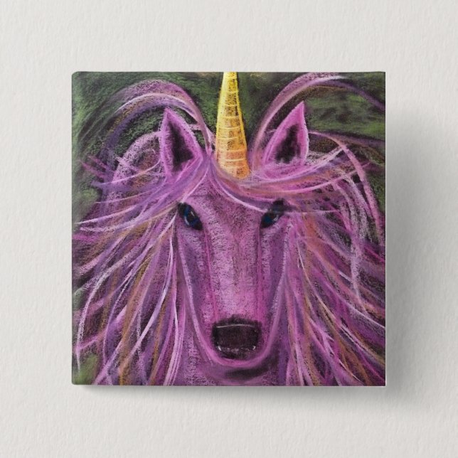 Flippiges rosa Einhorn Button (Vorderseite)