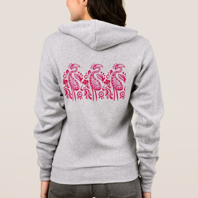 Flippiges rosa Flamingo-Muster Paisleys Hoodie (Rückseite)