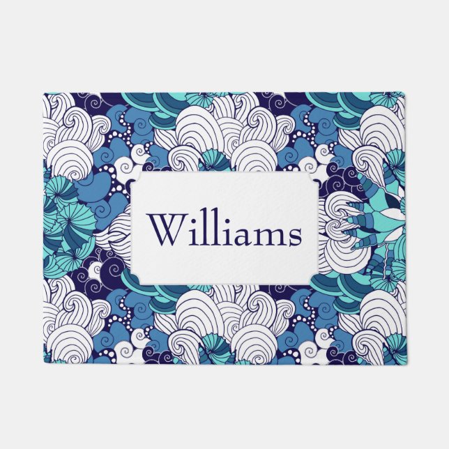 Flippiges Seashell-Muster | addieren Ihren Namen Fußmatte (Vorderseite)