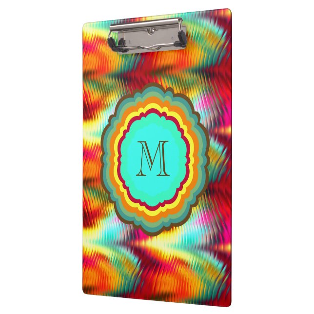 Flippiges, vibrierendes Regenbogen-Monogramm Klemmbrett (Links)
