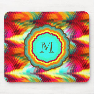 Flippiges, vibrierendes Regenbogen-Monogramm Mousepad