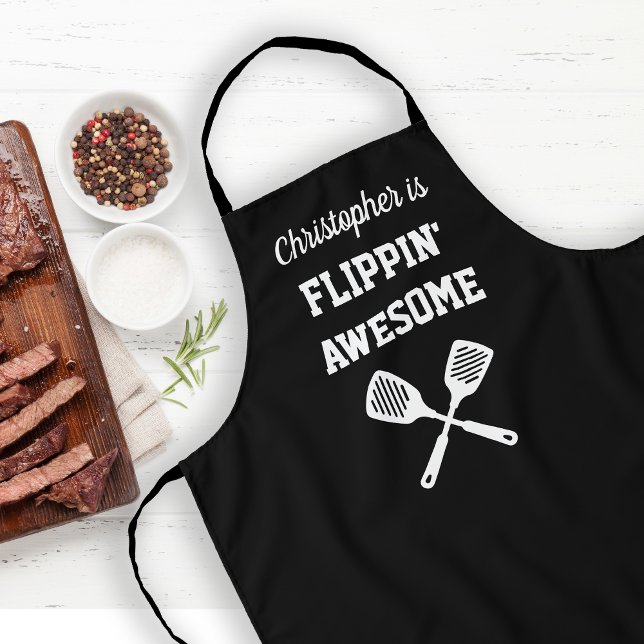 Flippin Awesome Personalized Black Grilling Schürze (Von Creator hochgeladen)