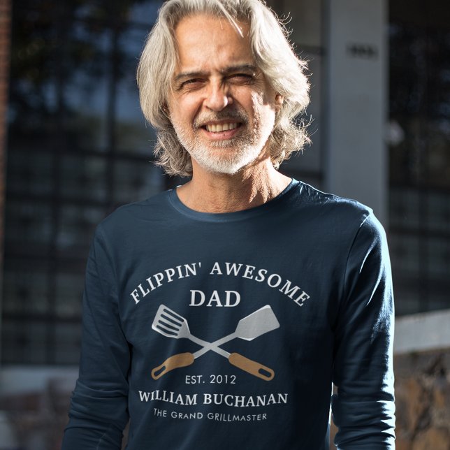 Flippin Phantastisch Vater GRILLEN Vater Personali T-Shirt (Flippin Awesome Dad BBQ Father Personalized T-Shirt)