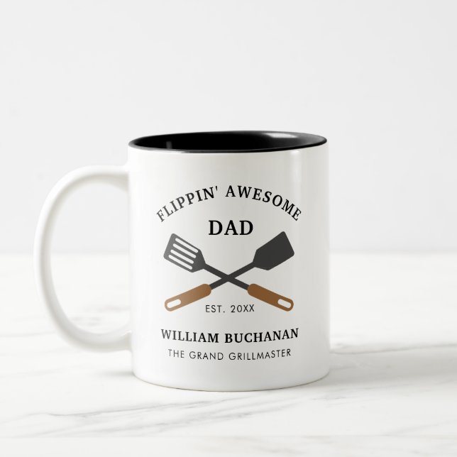 Flippin Phantastische Vater Vathers Day Custom Zweifarbige Tasse (Links)