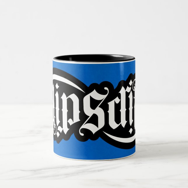 FlipScript-Ambigram-Tasse Zweifarbige Tasse (Mittel)