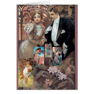 flirt d'art de mucha de rapport d'amour de collage