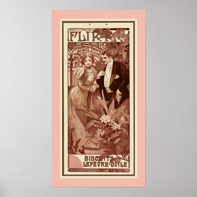 Flirt par Alphons Mucha Poster (Devant)