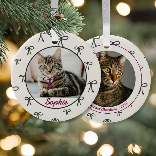 Flirt-Schleifen-Haustier-Ornament mit Foto nach Ma Keramik Ornament (Von Creator hochgeladen)