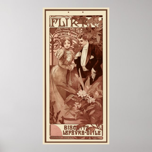 Flirt von Alphons Mucha Poster (Vorne)
