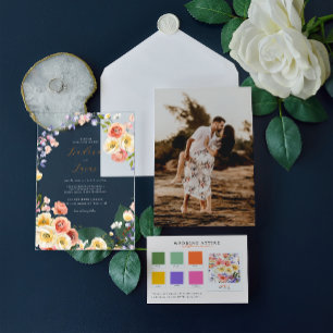 Flirtende Blumenwiese   Sommerhochzeit Acryleinladungen