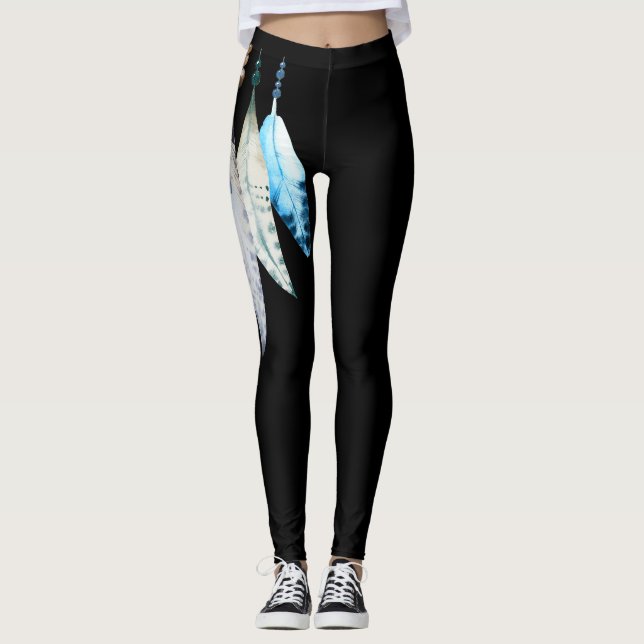 *~* flirtenfedern auf Schwarzem Leggings (Vorderseite)