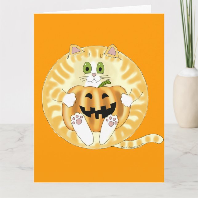 Flitter-Katze Halloween Karte (Vorderseite)