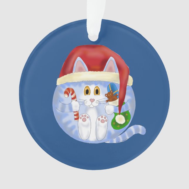 Flitter-Katzen-Weihnachten Ornament (Vorderseite)