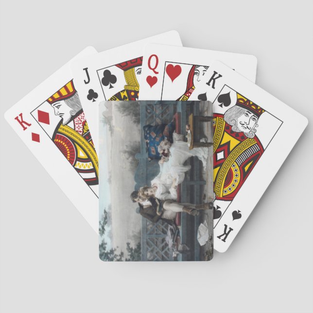 Flitterwochen (Braut und Bräutigam auf einer Bank) Spielkarten (Rückseite)