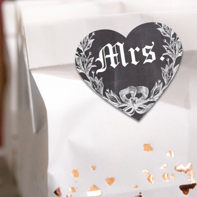 Flitterwochen Brautchalkboard Zukunft Frau. Herz-Aufkleber (Honeymoon bride chalkboard future Mrs Heart Sticker)