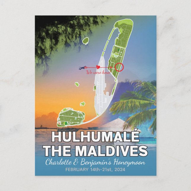 Flitterwochen Erinnerungen Hulhumale Die Malediven Postkarte (Vorderseite)