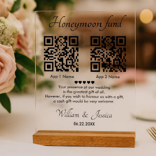 Flitterwochen Fonds mit 2 QR-Code Acrylschild
