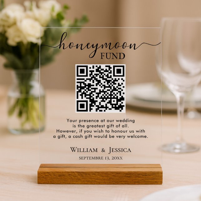 Flitterwochen-Fonds mit QR-Code Acrylschild (Von Creator hochgeladen)