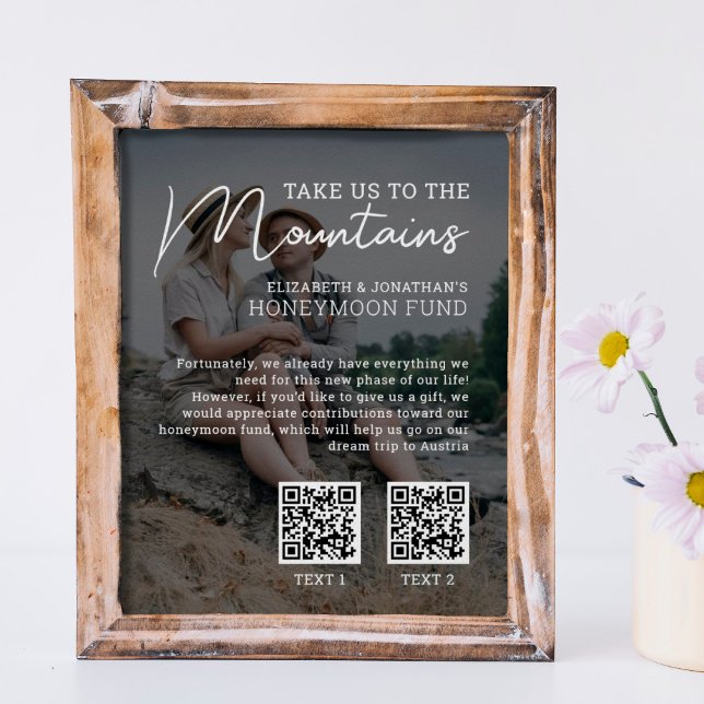 Flitterwochen-Fonds modernes Bargeld-QR-Code-Foto Poster (Von Creator hochgeladen)
