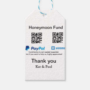 Flitterwochen-Fonds PayPal Venmo QR-Code danke Geschenkanhänger
