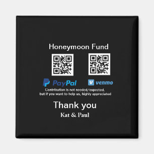 Flitterwochen-Fonds PayPal Venmo QR-Code danke Magnet