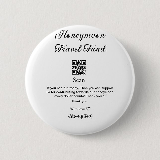 Flitterwochen-Fonds QR-Code scannen Namen hinzufüg Button (Vorderseite)