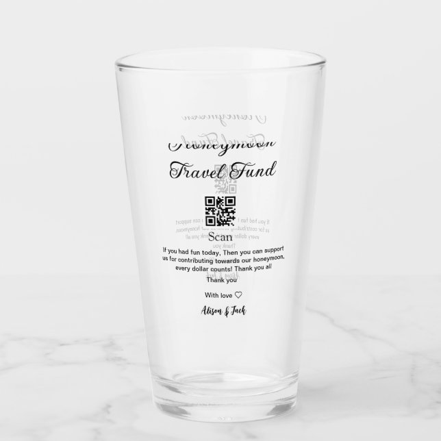 Flitterwochen-Fonds QR-Code scannen Namen hinzufüg Glas (Vorderseite)
