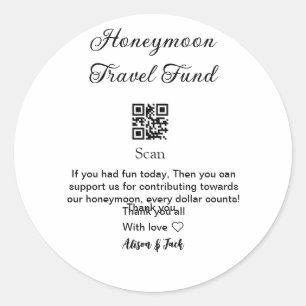 Flitterwochen-Fonds QR-Code scannen Namen hinzufüg Runder Aufkleber