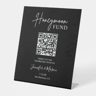 Flitterwochen Fonds Schild, QR Code Flitterwochen Sockelschild