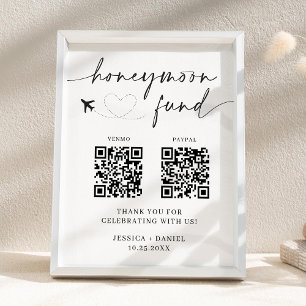 Flitterwochen-Fonds-Schild QR-Code – Hochzeitsempf Poster