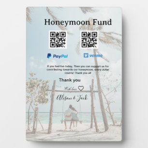 Flitterwochen Fonds Venmo PayPal-Spende Q R Paar Fotoplatte