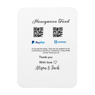 Flitterwochen-Fonds Venmo PayPal-Spende Q R Paar Magnet