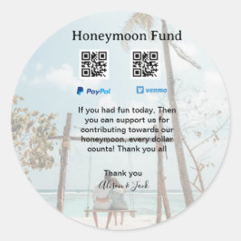 Flitterwochen-Fonds Venmo PayPal-Spende Q R Paar Runder Aufkleber