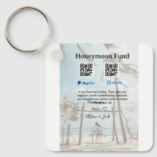 Flitterwochen-Fonds Venmo PayPal-Spende Q R Paar Schlüsselanhänger
