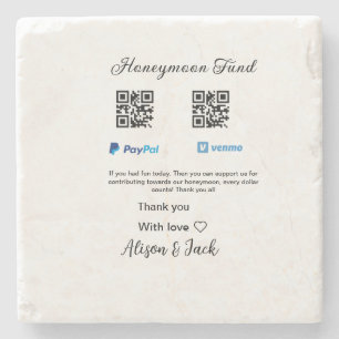 Flitterwochen Fonds Venmo PayPal-Spende Q R Paar Steinuntersetzer