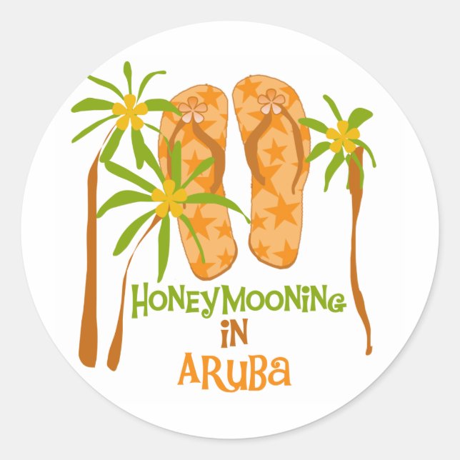 Flitterwochen in Aruba Runder Aufkleber (Vorderseite)