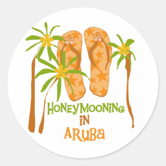 Flitterwochen in Aruba Runder Aufkleber