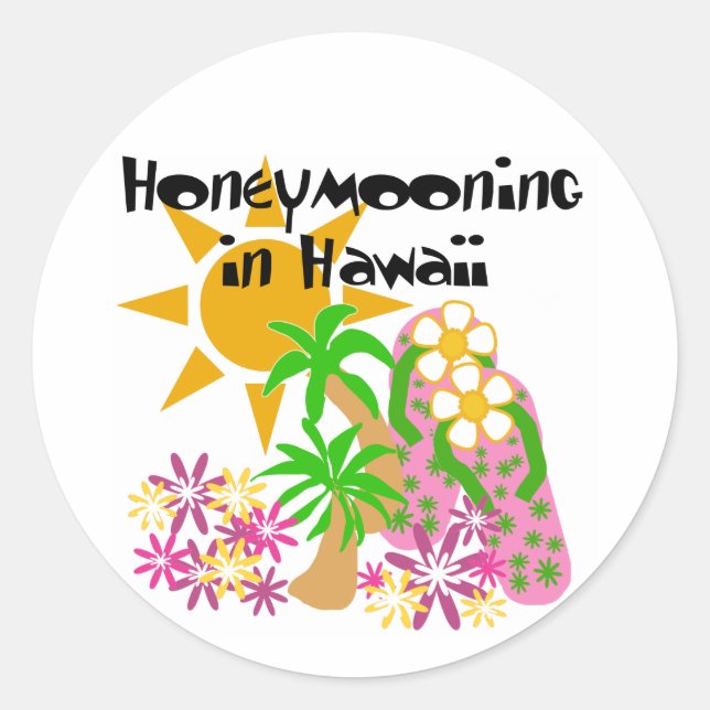 Flitterwochen in Hawaii Runder Aufkleber (Vorderseite)