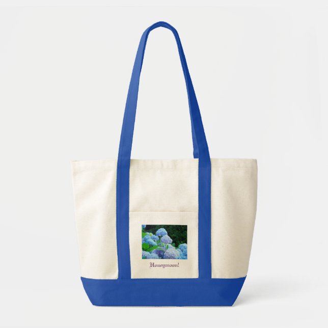 Flitterwochen! Tote Beutel Blue Hydrangea Blume Tragetasche (Vorne)