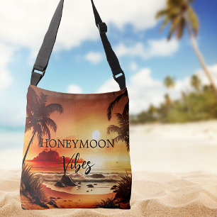 Flitterwochen tropischer Sonnenuntergang Strand Tragetaschen Mit Langen Trägern