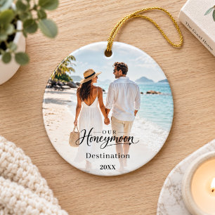 Flitterwochen Ziel Foto Hochzeit Keramik Ornament