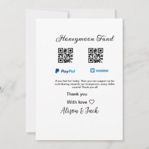 Flitterwochenfonds venomo paypal donation Q R paar Einladung