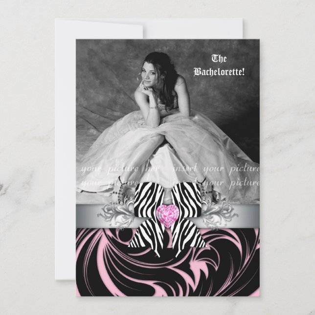Flo, Invitation du Zebra Bow Bachelorette Party (Devant)
