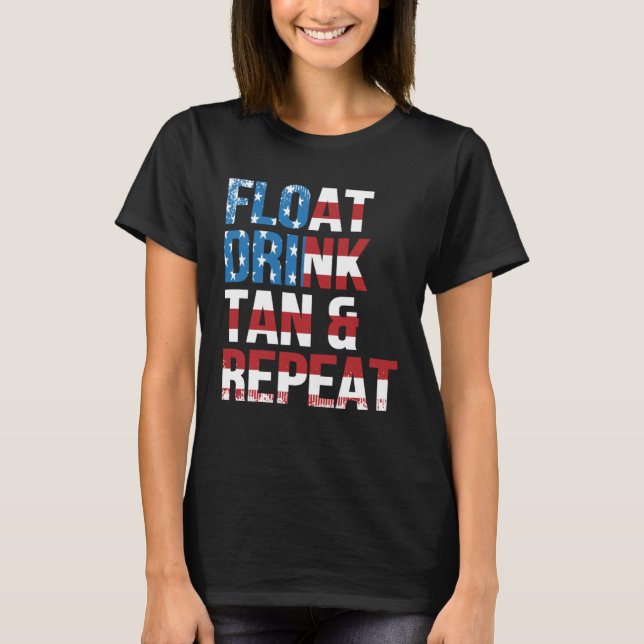 Float Drink Tan Repeat Summer Beach Vacation Vinta T-Shirt (Vorderseite)