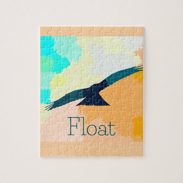 "Float" Ein stilisierter Vogel, der über Aquarellf (Vertikal)