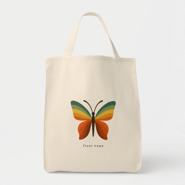 Float Hope Retro Regenbogen Schmetterling Tote Tragetasche (Vorne)