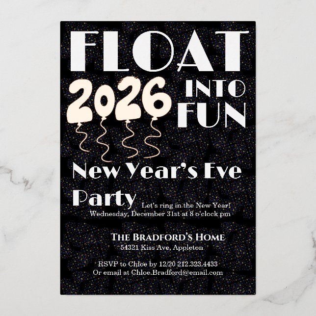 Float into Fun New Year’s Eve Invitation Folieneinladung (Vorderseite)