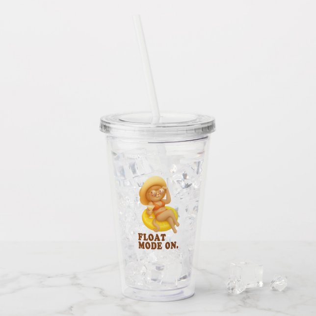 Float-Modus aktiviert: Sommerkatze-Limonen-Poolpar Acryltrinkbecher (Vorderseite Ice)